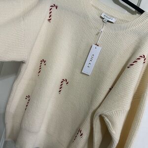 Gilli Ivory Sweater with Red Candy Canes! NWT